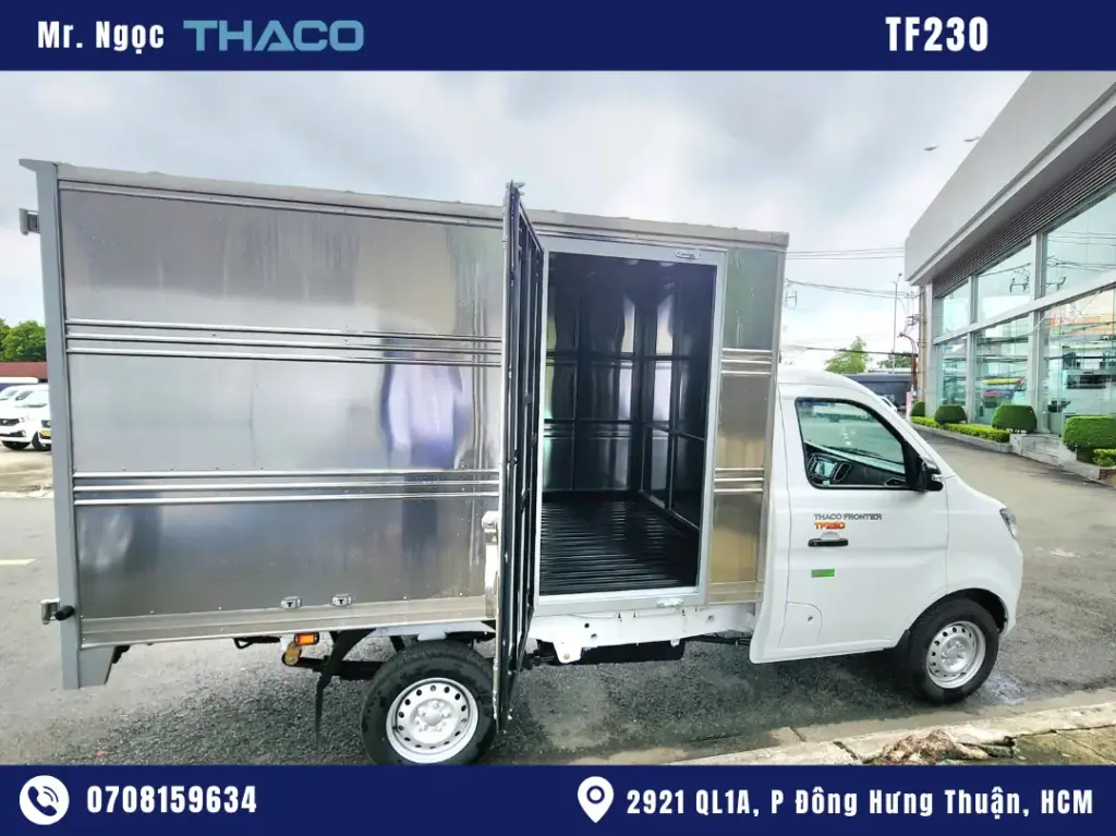 hình ảnh xe tải thaco 990kg thùng kín màu trắng