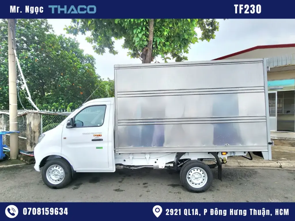 hình ảnh xe tải thaco 990kg thùng kín màu trắng