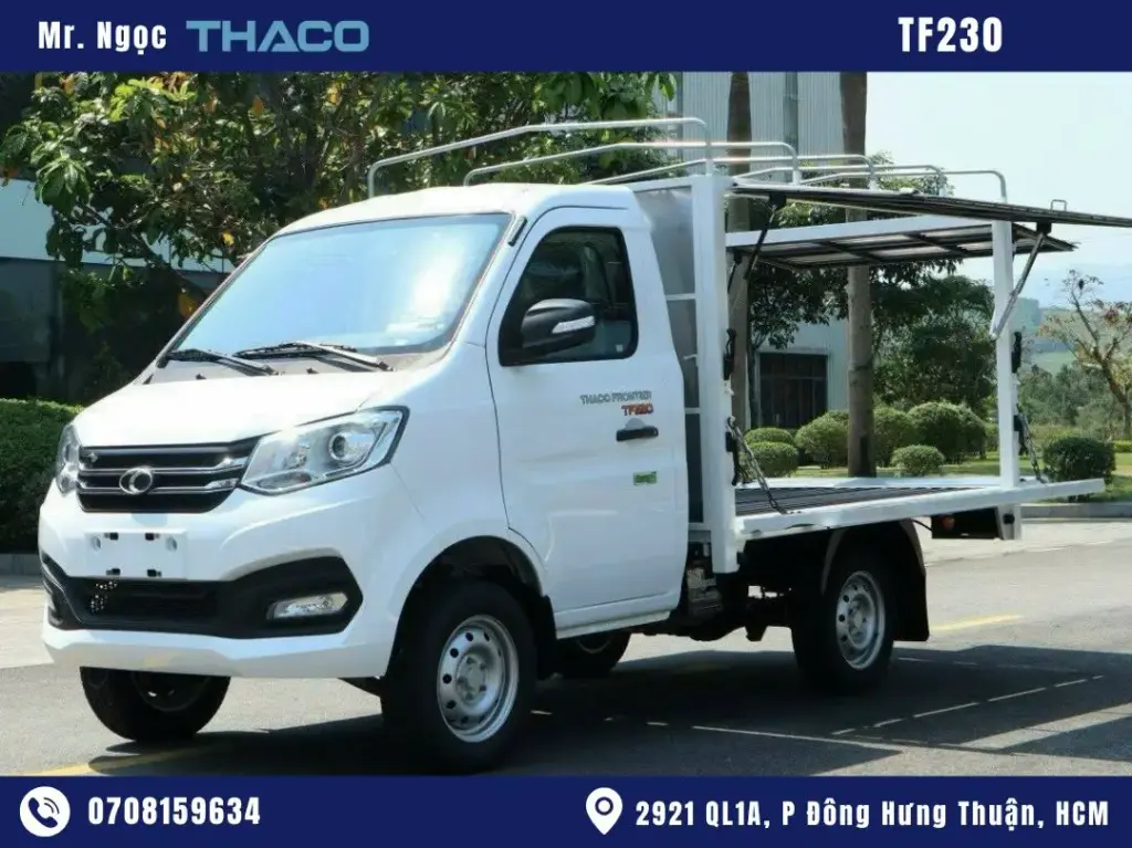 hình ảnh xe tải thaco 990kg thùng Mui Bạc màu trắng