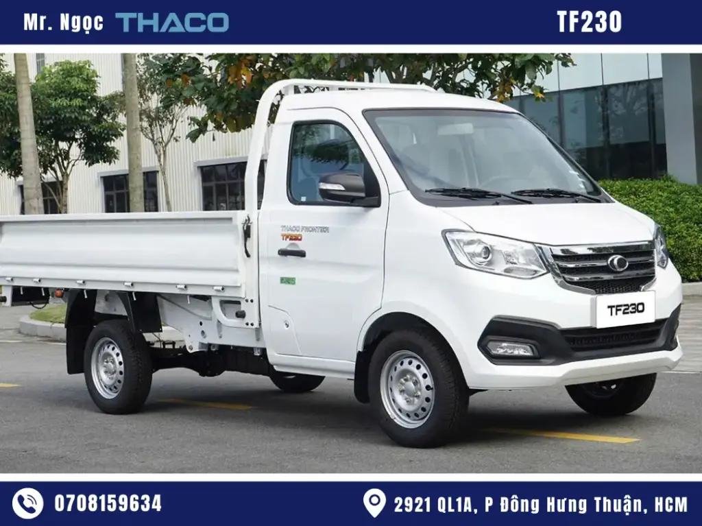 hình ảnh xe tải thaco 990kg thùng lửng màu trắng