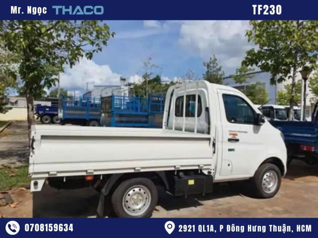 hình ảnh xe tải thaco 990kg thùng lửng màu trắng