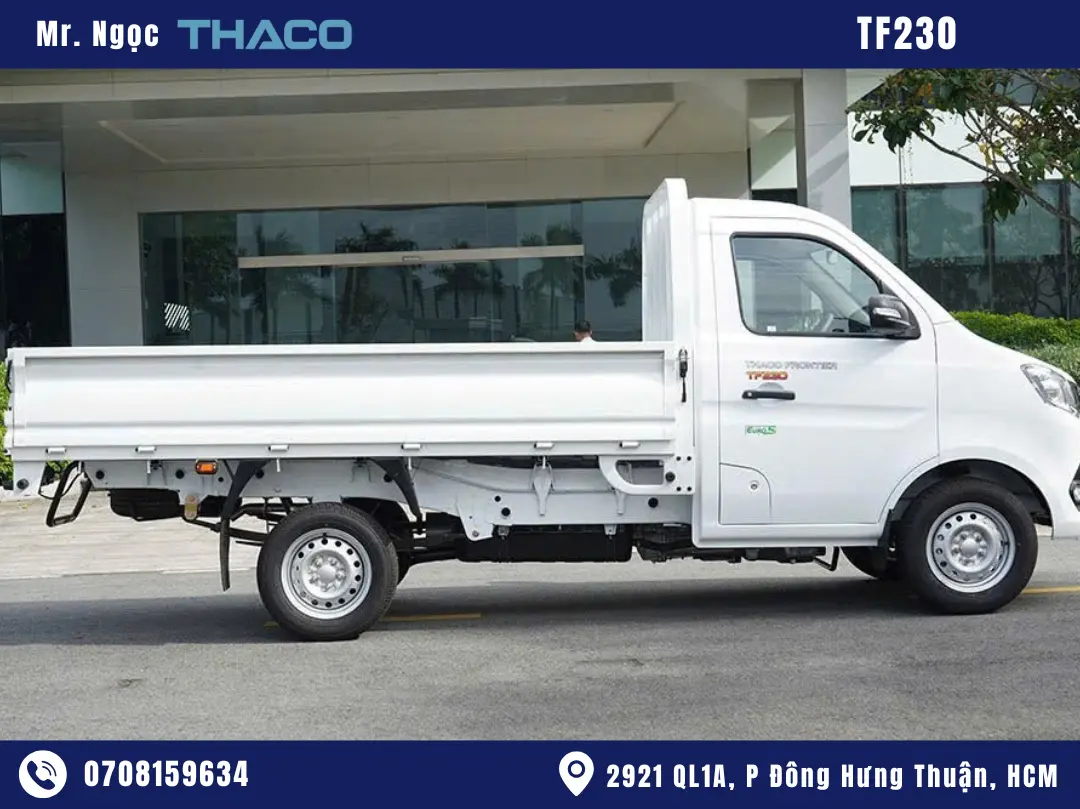 hình ảnh xe tải thaco 990kg thùng lửng màu trắng