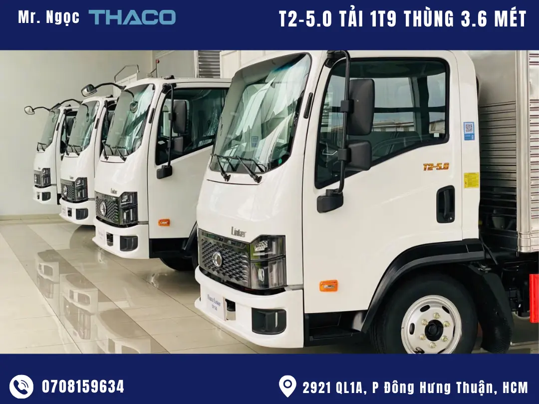 Xe Tải Thaco Linker Tải Trọng 1.9 Tấn Thùng Kín Dài 3.6 Mét