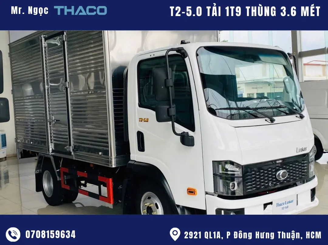 Xe Tải Thaco Linker Tải Trọng 1.9 Tấn Thùng Kín Dài 3.6 Mét